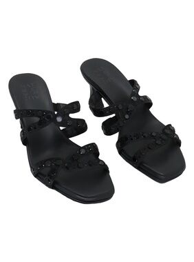Naturalizer Kimi Black Satin Embellished Slide Sandals Size 8.5W